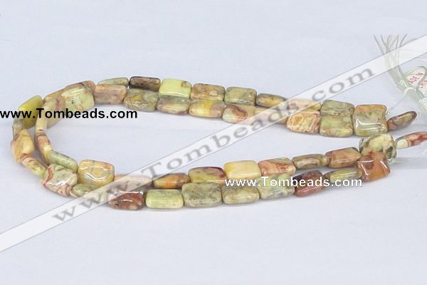 CAB257 15.5 inches 12*16mm rectangle lemon crazy lace agate beads