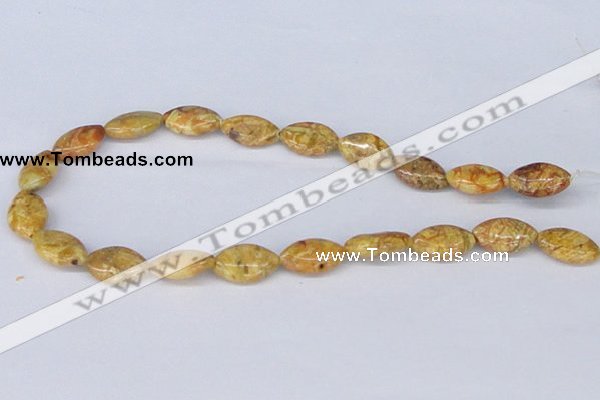 CAB265 15.5 inches 12*20mm horse eye lemon crazy lace agate beads