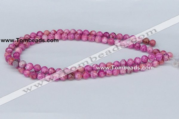 CAB270 15.5 inches 8mm round fuchsia crazy lace agate beads