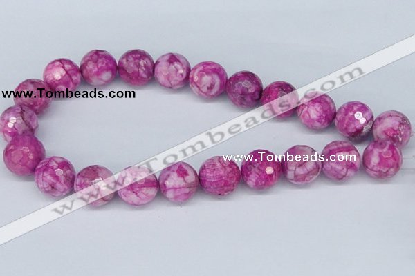 CAB273 15.5 inches 18mm faceted round fuchsia crazy lace agate beads
