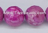 CAB274 15.5 inches 20mm faceted round fuchsia crazy lace agate beads
