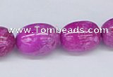 CAB276 15.5 inches 14*18mm egg-shaped fuchsia crazy lace agate beads