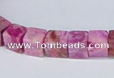 CAB278 15.5 inches 8*8mm cube fuchsia crazy lace agate beads