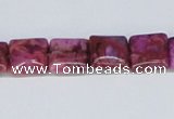 CAB280 15.5 inches 12*12mm square fuchsia crazy lace agate beads