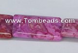 CAB288 15.5 inches 25*35mm rectangle fuchsia crazy lace agate beads