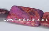 CAB289 15.5 inches 30*40mm rectangle fuchsia crazy lace agate beads