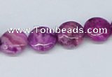 CAB290 15.5 inches 12mm flat round fuchsia crazy lace agate beads