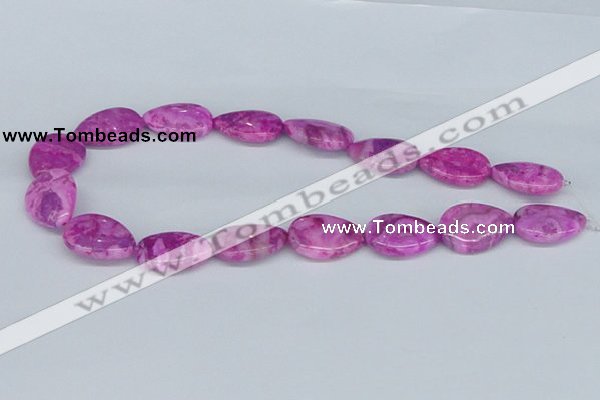 CAB303 15.5 inches 18*25mm flat teardrop fuchsia crazy lace agate beads