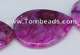 CAB305 15.5 inches 30*40mm flat teardrop fuchsia crazy lace agate beads