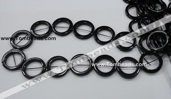 CAB329 15.5 inches 30mm donut shape black agate gemstone beads
