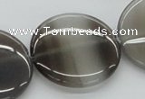 CAB352 15.5 inches 35mm flat round grey agate gemstone beads