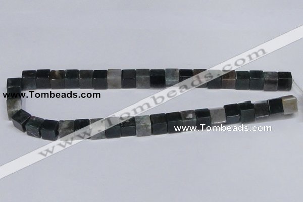 CAB398 15.5 inches 10*10mm cube moss agate gemstone beads wholesale