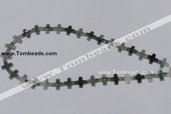 CAB416 15.5 inches 12*12mm cross moss agate gemstone beads