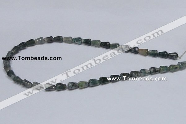 CAB424 15.5 inches 7*10mm faceted teardrop moss agate gemstone beads