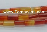 CAB485 15.5 inches 6*10mm flat tube red agate beads wholesale