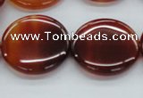 CAB492 15.5 inches 25mm flat round red agate beads wholesale