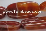 CAB499 15.5 inches 20*40mm oval red agate gemstone beads wholesale
