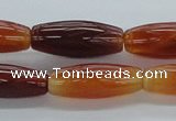 CAB519 15.5 inches 10*30mm carved rice red agate beads wholesale