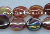 CAB526 15.5 inches 16mm coin AB-color red agate beads wholesale