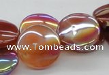 CAB527 15.5 inches 20mm coin AB-color red agate beads wholesale