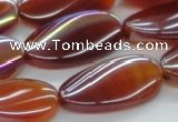 CAB532 15.5 inches 15*30mm twisted oval AB-color red agate beads