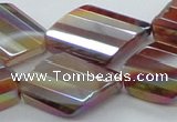 CAB543 22*28mm twisted & faceted diamond AB-color red agate beads