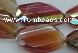 CAB544 22*30mm twisted & faceted teardrop AB-color red agate beads