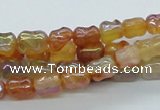 CAB547 15.5 inches 6*10mm bamboo-joint AB-color red agate beads