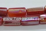 CAB552 15.5 inches 10*20mm six-sided cylinder AB-color red agate beads