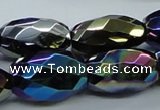 CAB557 15.5 inches 16*28mm faceted rice AB-color black agate beads