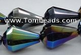 CAB558 15.5 inches 15*20mm faceted teardrop AB-color black agate beads
