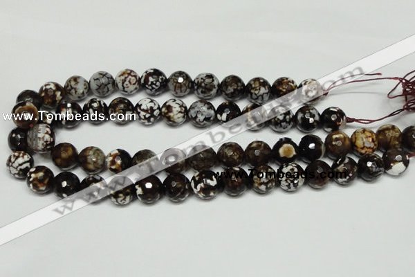 CAB618 15.5 inches 14mm faceted round leopard skin agate beads wholesale