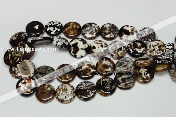 CAB629 15.5 inches 22mm flat round leopard skin agate beads wholesale