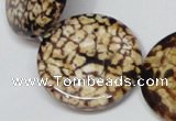CAB631 15.5 inches 30mm flat round leopard skin agate beads wholesale