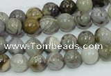 CAB67 15.5 inches 8mm round silver needle agate gemstone beads