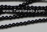 CAB720 15.5 inches 3mm round black agate gemstone beads wholesale