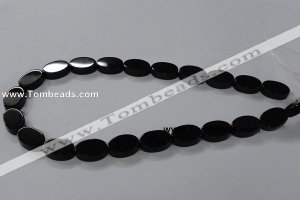 CAB751 15.5 inches 13*18mm oval black agate gemstone beads