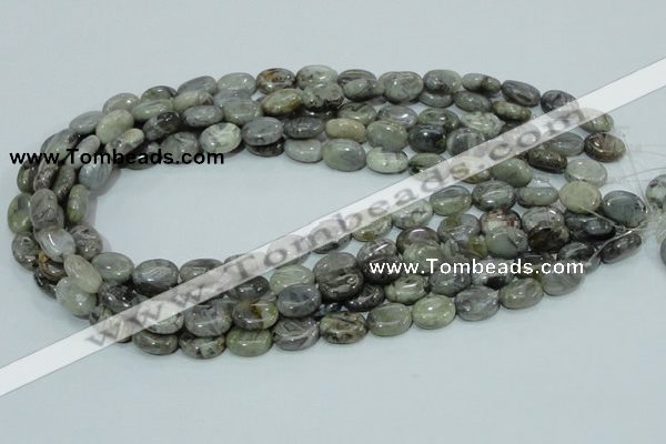 CAB80 15.5 inches 10*14mm oval silver needle agate gemstone beads