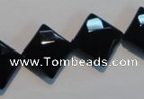 CAB804 15.5 inches 15*15mm faceted diamond black gemstone agate beads