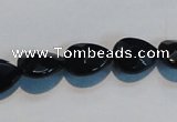 CAB811 15.5 inches 10*14mm faceted & flat teardrop black agate beads