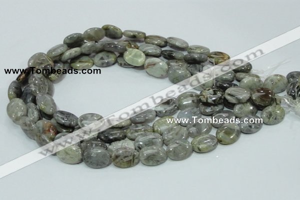 CAB82 15.5 inches 13*18mm oval silver needle agate gemstone beads
