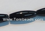 CAB821 15.5 inches 10*30mm rice black agate gemstone beads wholesale