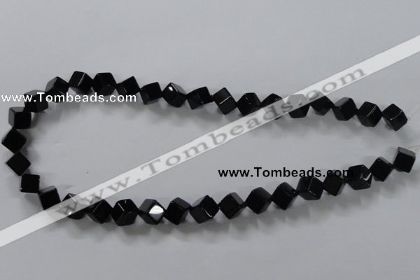 CAB831 15.5 inches 8*8mm cube black agate gemstone beads wholesale