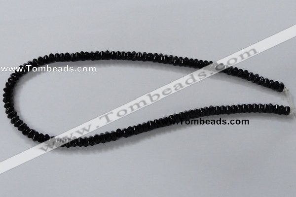 CAB843 15.5 inches 4*6mm rondelle black agate gemstone beads wholesale