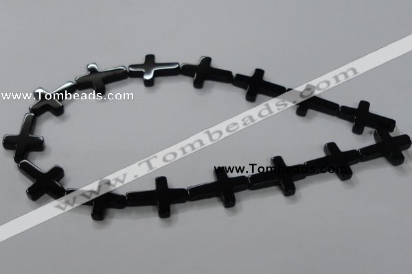 CAB848 15.5 inches 18*24mm cross black agate gemstone beads wholesale