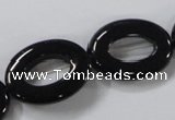 CAB859 15.5 inches 18*24mm oval black agate gemstone beads wholesale