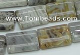 CAB87 15.5 inches 15*20mm rectangle silver needle agate gemstone beads