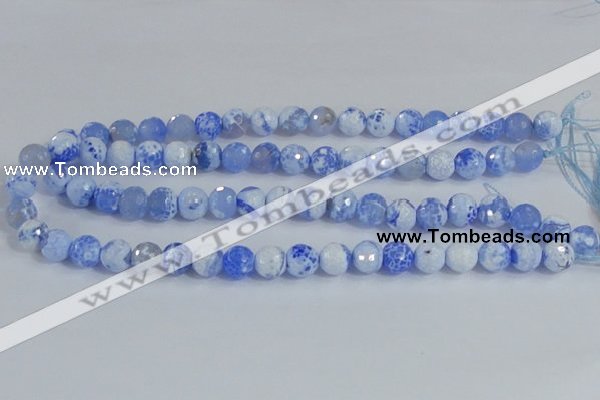 CAB973 15.5 inches 8mm faceted round fire crackle agate beads