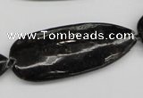 CAE72 15.5 inches 18*44mm flat teardrop astrophyllite beads wholesale
