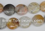 CAG1101 15.5 inches 14mm flat round bamboo leaf agate beads